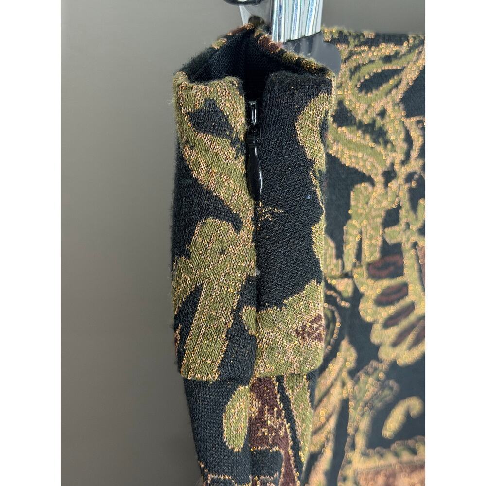 Anthropologie Viviana Jacquard Paisley Flared Trousers Black/Gold Women's US 6 - Picture 7 of 12